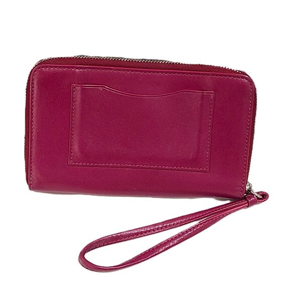 Coach Wristlet Violet Fuchsia Leather Full Zipper Clutch Wallet Coin Purse - Picture 2 of 12